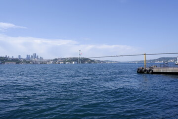 Naklejka premium sea water city sky blue