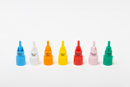 Multicolored plastic venturi valves. used for inhalation.