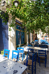 Fototapeta na wymiar Beautiful authentic street on the island of Rhodes in Greece.
