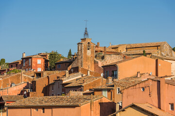 The ochre-red village Roussillon, Provence, Luberon, Vaucluse, France