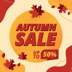 Autumn sale sign banner template design vector