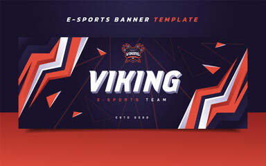 Viking Esports Gaming Banner Template with Logo for Social Media © Akito Studio
