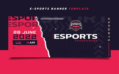 Esports Gaming Banner Template with Logo for Social Media © Akito Studio