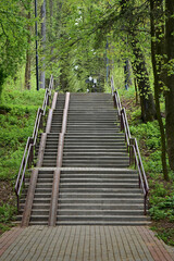 Obraz premium High stairs in the park. summer