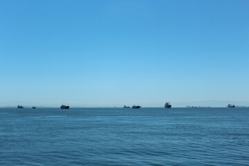 Istanbul Islands, island landscapes, seagulls, cargo ships and sailboats in the sea, black-winged seagulls soaring from the sky, Adalar Istanbul Turkey