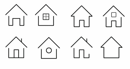 Black and white line icon illustration. Vector housing and apartment concept. House collection.