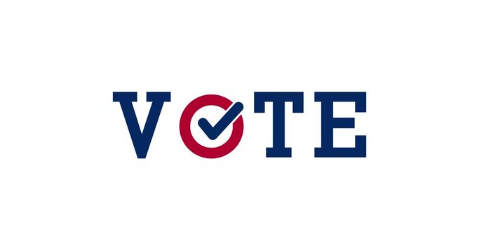 Vote word with check mark symbol inside, United States of America Presidential Election