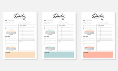 Minimalist Daily Productivity Planner Template Set. Daily Planner Printable Template.Daily productivity sheets A4