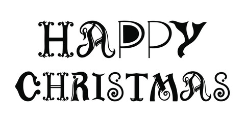 Happy christmas antique calligraphy. Vector lettering for Christmas holiday.