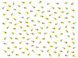 Animated bumble bees background on white