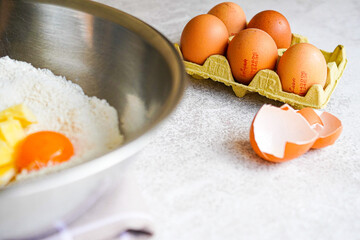 eggs and flour on the table