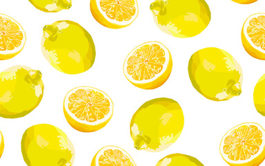Lemon yellow fruit vector seamless pattern
