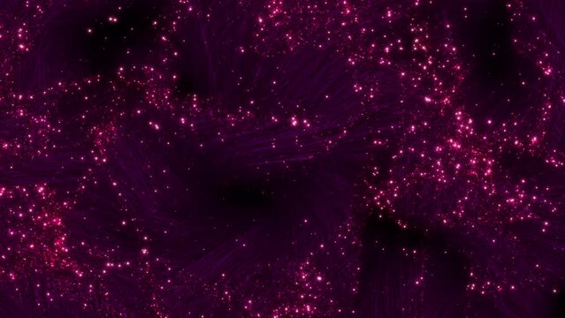 Sparkling purple blue fiber optic loop background. Abstract Elegant 3D animation concept of magic fibre cable particle tentacles  swirling as posh surreal magic backdrop for cosmetic product showcase.