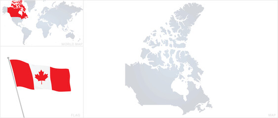 Canada map and flag. vector