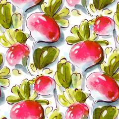 Seamless pattern with radish.