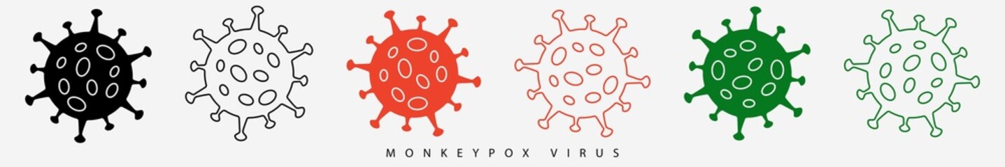 Set icon sign monkeypox. Pox virus concept.  illustration