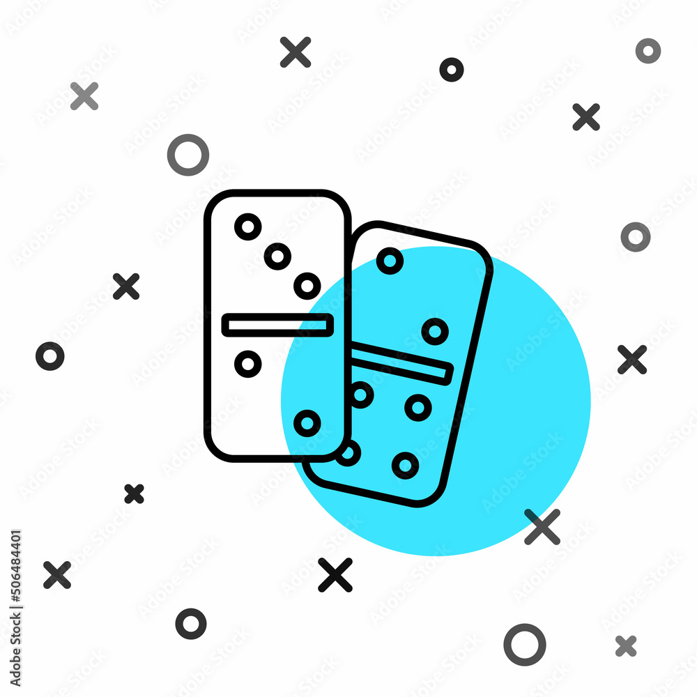 Poster black line domino icon isolated on white background. random dynamic shapes. vector