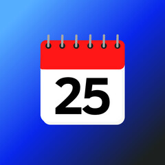 25th day of the month with red calendar design and blue month background