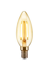 LED filament tungsten vintage flame light bulb, isolated on white background