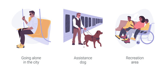Accessible city isolated cartoon vector illustrations set.