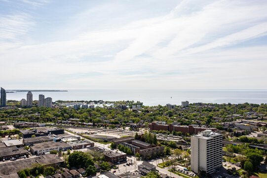 South Etobicoke  dron views  Parklawn queen street west  mimco condos in view  ask well as lake ontario 