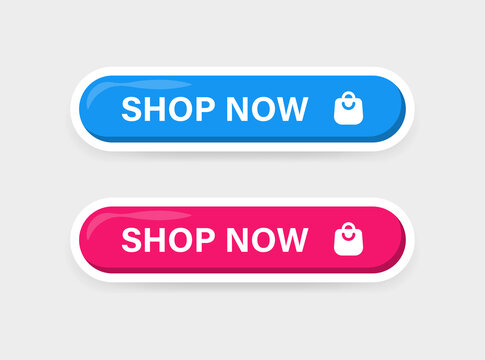 shop now button sign. buy now label banner with shopping bag icon - advertisement web buttons banners