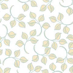 Decorative background of seamless pattern with simple yellow illustrations on a plant theme