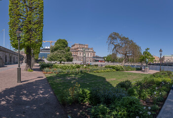 The parterre Strömparterren, a recreation place a sunny day in Stockholm