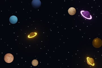 cosmic theme 3d render with glowing stars and planet