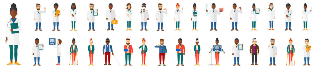 Doctors and patients at hospital.