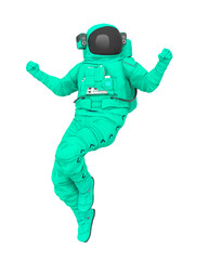 astronaut explorer is floating on white background