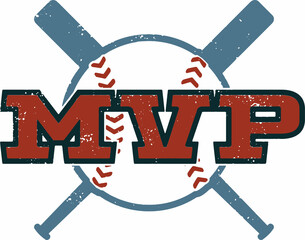 Baseball MVP Vector Stamp Graphic