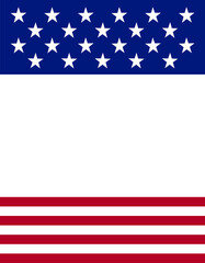 United States of America banner. American style banner. USA flag theme. Stars and stripes. Land of the free and the home of the brave. Star-spangled.