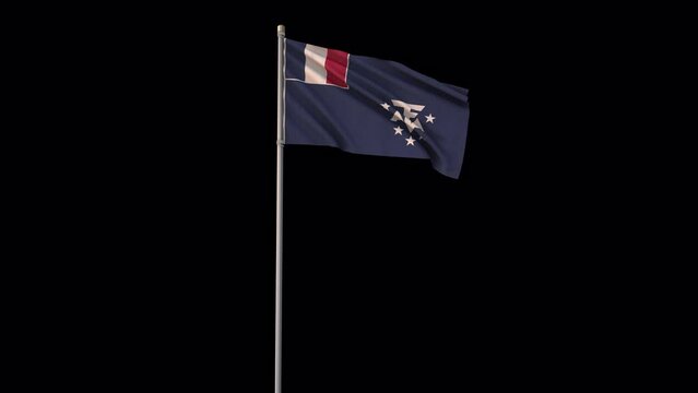 French Southern and Antarctic Lands flag, 4k video background is transparent