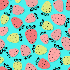 Strawberry pink vector seamless pattern background.