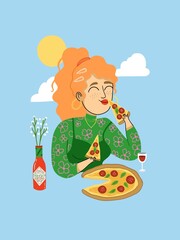 Pizza girl - obrazy, fototapety, plakaty