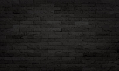 Fototapeta na wymiar black brick wall background, dark stone texture. 