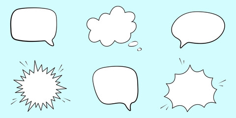 Retro empty comic speech bubbles set. Vintage design, pop art style vector illustration