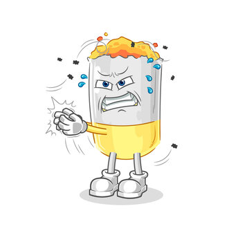 cigarette swat fly character. cartoon mascot vector