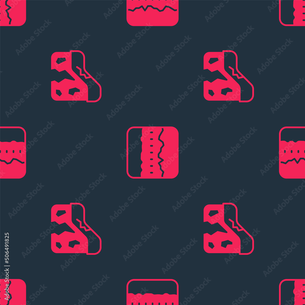 Poster set geological fault and soil ground layers on seamless pattern. vector