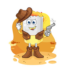 cigarette cowboy with gun character vector