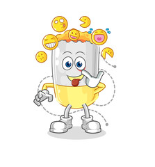 cigarette laugh and mock character. cartoon mascot vector