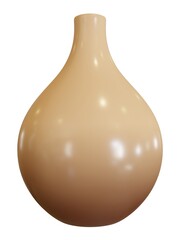 Brown vase on the white background. 3d rendering.