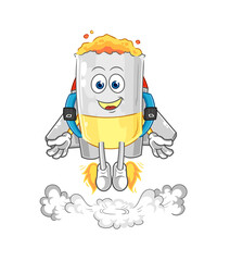 cigarette with jetpack mascot. cartoon vector