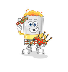 Obraz premium cigarette scottish with bagpipes vector. cartoon character