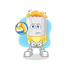 cigarette play volleyball mascot. cartoon vector