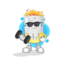 Obraz premium cigarette lifting dumbbell vector. cartoon character