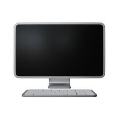 Desktop computer with keyboard 3D icon
