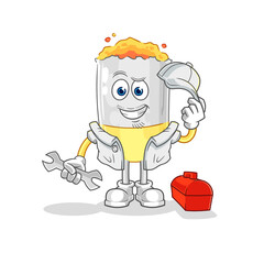 cigarette mechanic cartoon. cartoon mascot vector