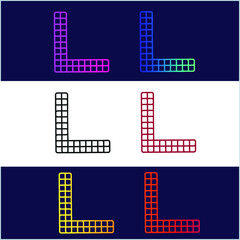 Initial letter L logo multiple color  vector design template set.L letter unique  minimal design concept. creative apps vector illustration.simple letter L logo template vector set.eps